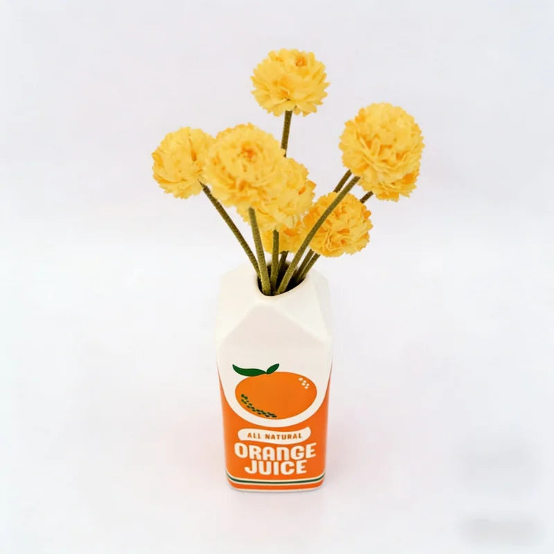 Vintage Creative Orange Juice Ceramic Vase with Original Luster Home Decor Ornament for Entryway and Dining Table