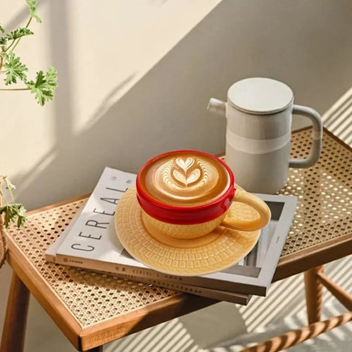 Cartoon Ceramic Mug Water Cup Sabo Luffy Ace Hat Shaped Coffee Cup Three Brothers Hat Creative Mugs Coffee Cup and Saucer Set